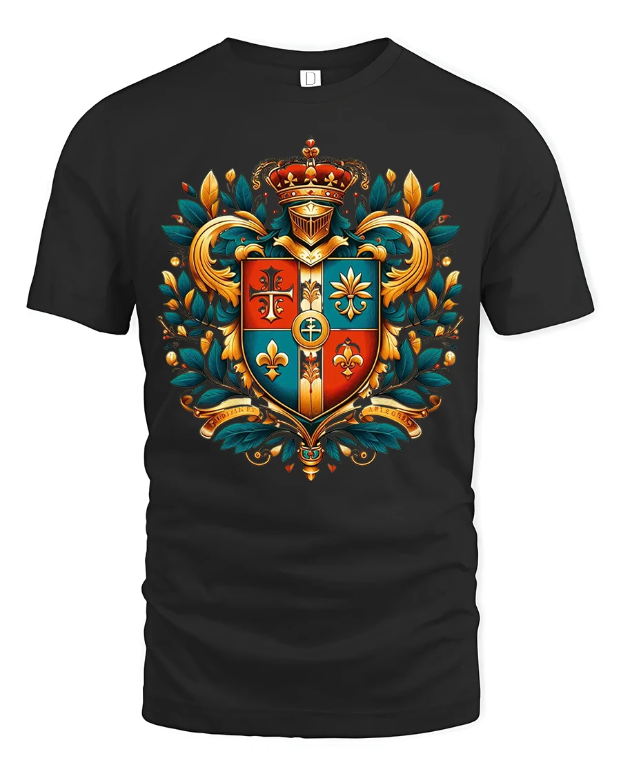 Royal Heraldic Crest Knight Shield Art Tshirt Noble Power Style - 1 Royal Heraldic Crest Knight Shield Art Tshirt Noble Power Style - black t-shirt on white background