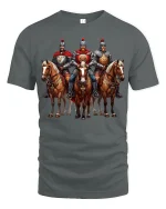 Medieval Knight Horse Warrior Art Tshirt Legendary Battle Style - gray t-shirt on white background