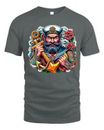 Bold Tattoo Sailor Anchor Art Tshirt Classic Nautical Power - gray t-shirt on white background