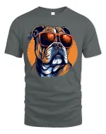 Cool Dog With Sunglasses Graphic Tshirt Stylish Street Vibes - gray t-shirt on white background