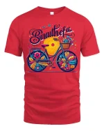Beautiful Colorful Bicycle Art Tshirt Joyful Creative Ride - red t-shirt on white background