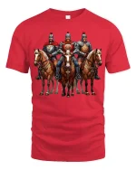 Medieval Knight Horse Warrior Art Tshirt Legendary Battle Style - red t-shirt on white background