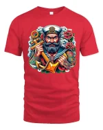 Bold Tattoo Sailor Anchor Art Tshirt Classic Nautical Power - red t-shirt on white background