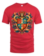 Royal Heraldic Crest Knight Shield Art Tshirt Noble Power Style - red t-shirt on white background