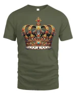Majestic Royal Crown Jewel Art Tshirt Elegant Power Style - military green t-shirt on white background