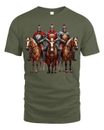 Medieval Knight Horse Warrior Art Tshirt Legendary Battle Style - military green t-shirt on white background