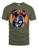 Cool Dog With Sunglasses Graphic Tshirt Stylish Street Vibes - military green t-shirt on white background
