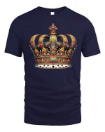 Majestic Royal Crown Jewel Art Tshirt Elegant Power Style - navy t-shirt on white background