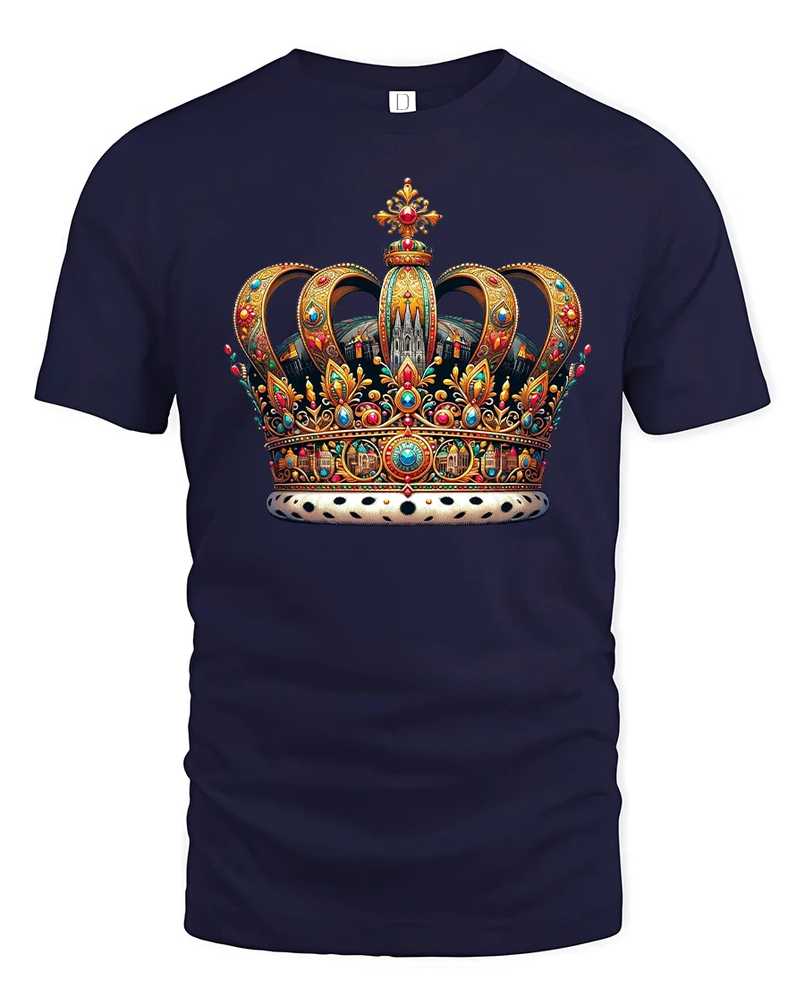 Majestic Royal Crown Jewel Art Tshirt Elegant Power Style - 1 Majestic Royal Crown Jewel Art Tshirt Elegant Power Style - navy t-shirt on white background