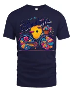 Beautiful Colorful Bicycle Art Tshirt Joyful Creative Ride - navy t-shirt on white background