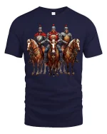 Medieval Knight Horse Warrior Art Tshirt Legendary Battle Style - navy t-shirt on white background