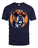 Cool Dog With Sunglasses Graphic Tshirt Stylish Street Vibes - navy t-shirt on white background