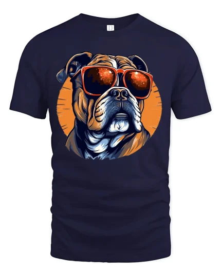 Cool Dog With Sunglasses Graphic Tshirt Stylish Street Vibes - navy t-shirt on white background