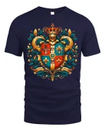 Royal Heraldic Crest Knight Shield Art Tshirt Noble Power Style - navy t-shirt on white background