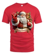 Merry Christmas Santa Pointing Graphic Tee With Festive Spirit - red t-shirt on white background