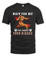 Funny Dachshund Kiss Reminder Tee With Cute Puppy Attitude - black t-shirt on white background