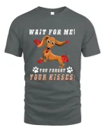 Funny Dachshund Kiss Reminder Tee With Cute Puppy Attitude - gray t-shirt on white background
