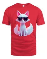 Cool Sunglasses Fox Tee With Cute Neon Style And Confident Vibes - red t-shirt on white background