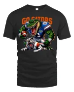 Fierce Gator Football Graphic T Shirt With Powerful Game Energy - black t-shirt on white background
