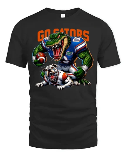 Fierce Gator Football Graphic T Shirt With Powerful Game Energy - black t-shirt on white background