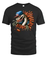Street Style Snake Breaking Wall Graphic T Shirt With Urban Attitude - black t-shirt on white background