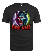 Fright Night Werewolf Graphic T Shirt With Dark Horror Style - black t-shirt on white background