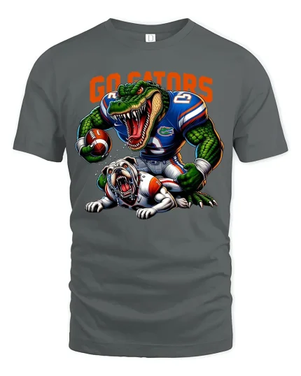 Fierce Gator Football Graphic T Shirt With Powerful Game Energy - gray t-shirt on white background