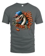 Street Style Snake Breaking Wall Graphic T Shirt With Urban Attitude - gray t-shirt on white background