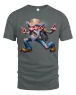 Angry Rebel Biker Grandpa Graphic T Shirt With Wild Attitude - gray t-shirt on white background