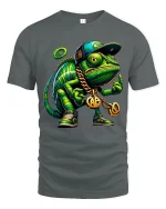 Cool Street Style Chameleon Graphic T Shirt With Urban Hip Hop Art - gray t-shirt on white background