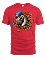 Street Style Snake Breaking Wall Graphic T Shirt With Urban Attitude - red t-shirt on white background