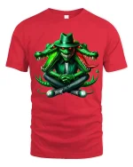 Dark Street Style Crocodile Graphic T Shirt With Bold Urban Attitude - red t-shirt on white background