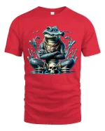 Dark Mystic Crocodile Graphic T Shirt With Fierce Tribal Energy - red t-shirt on white background