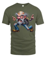 Angry Rebel Biker Grandpa Graphic T Shirt With Wild Attitude - military green t-shirt on white background