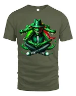 Dark Street Style Crocodile Graphic T Shirt With Bold Urban Attitude - military green t-shirt on white background