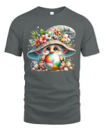 Cute Beach Gnome Holding Colorful Ball Summer Graphic Tee Tshirt - gray t-shirt on white background