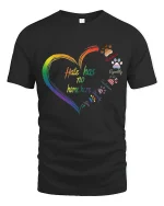 Hate Has No Home Here Rainbow Heart Unity Graphic Tee Tshirt - black t-shirt on white background