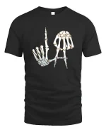 Skeleton Hand Letter Art Dark Humor Graphic Tee Tshirt - black t-shirt on white background