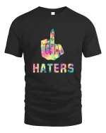 Rainbow Middle Finger Attitude Statement Graphic Tee Tshirt - black t-shirt on white background