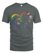 Hate Has No Home Here Rainbow Heart Unity Graphic Tee Tshirt - gray t-shirt on white background