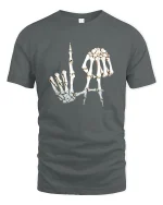 Skeleton Hand Letter Art Dark Humor Graphic Tee Tshirt - gray t-shirt on white background