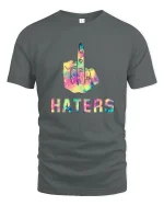 Rainbow Middle Finger Attitude Statement Graphic Tee Tshirt - gray t-shirt on white background