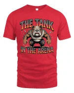 The Tank In The Arena Fierce Bulldog Power Graphic Tee Tshirt - red t-shirt on white background