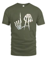 Skeleton Hand Letter Art Dark Humor Graphic Tee Tshirt - military green t-shirt on white background