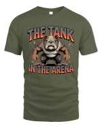 The Tank In The Arena Fierce Bulldog Power Graphic Tee Tshirt - military green t-shirt on white background