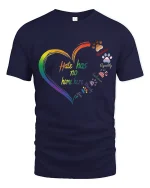Hate Has No Home Here Rainbow Heart Unity Graphic Tee Tshirt - navy t-shirt on white background
