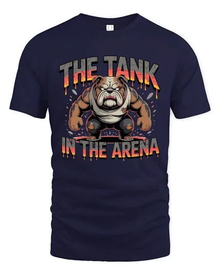 The Tank In The Arena Fierce Bulldog Power Graphic Tee Tshirt - navy t-shirt on white background