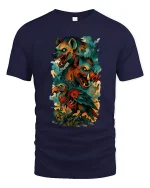 Fierce Hyena Boar Vulture Graphic T Shirt Dark Fantasy Tee - navy t-shirt on white background