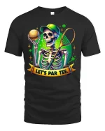 Lets Par Tee Funny Golf Skeleton Graphic Tshirt Bold Humor Style - black t-shirt on white background