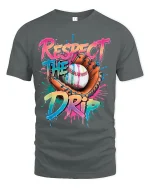 Respect The Drip Baseball Graphic Tshirt Bold Street Sports Style - gray t-shirt on white background